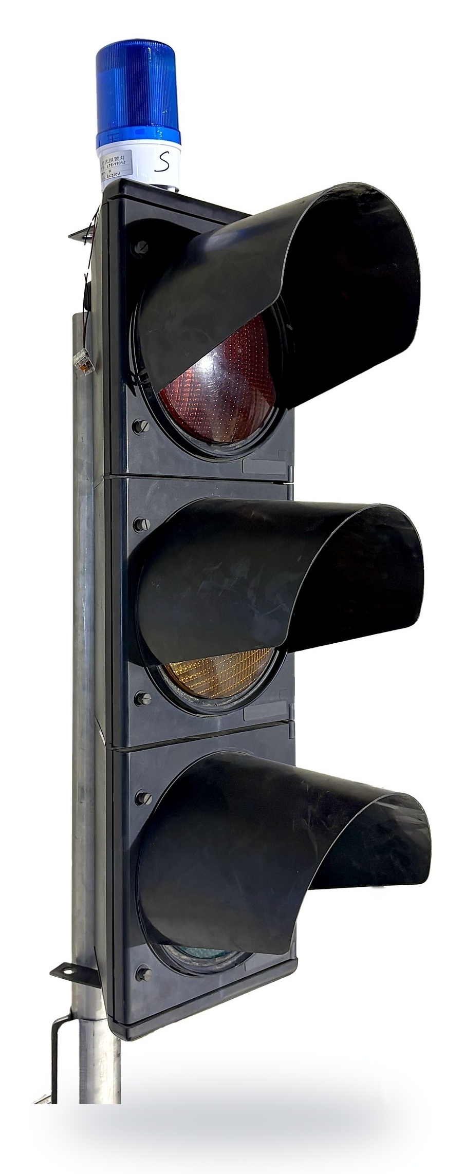 Prototype RespondaBlue verkeerslicht, detail zonnekappen
